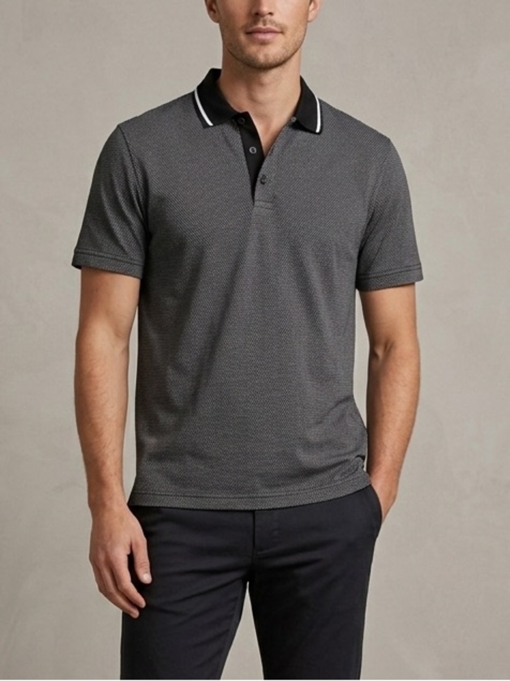 Ted Baker Charcoal Short-Sleeve Polo T-Shirt Casual Top Men’s Size Medium